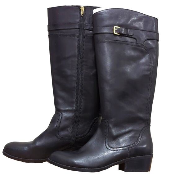 Audrey Brooke Shoes - Audrey Brooke Abadore Leather Knee High Riding Boots Black Women's size 9.5